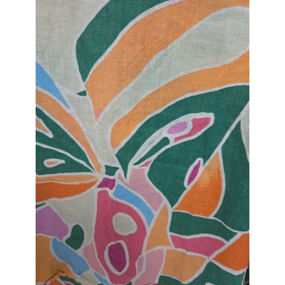 Christopher Siriano Colorful Linen Top2X Short Sleeve Tropical Summer Beachy - Picture 4 of 8
